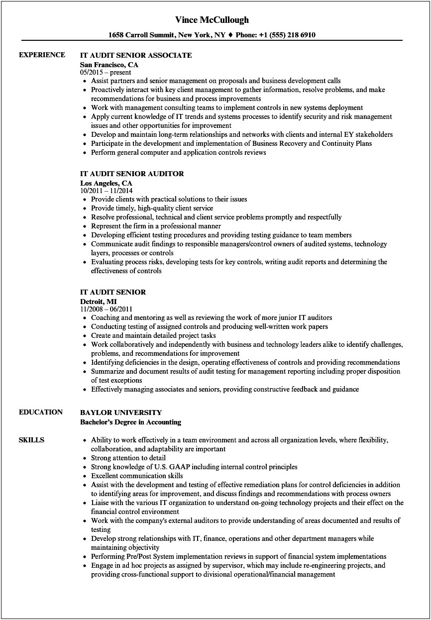 Big 4 Accounting Firm Resume Example