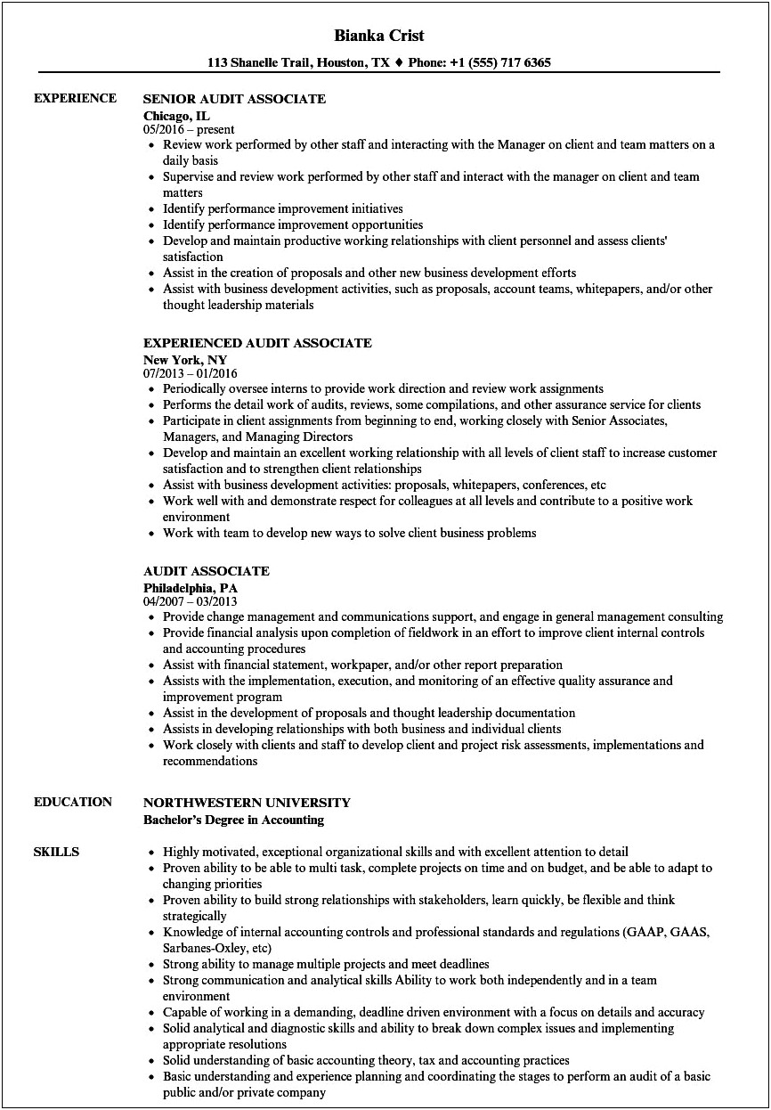 Big 4 Accounting Firm Tax Resume Example