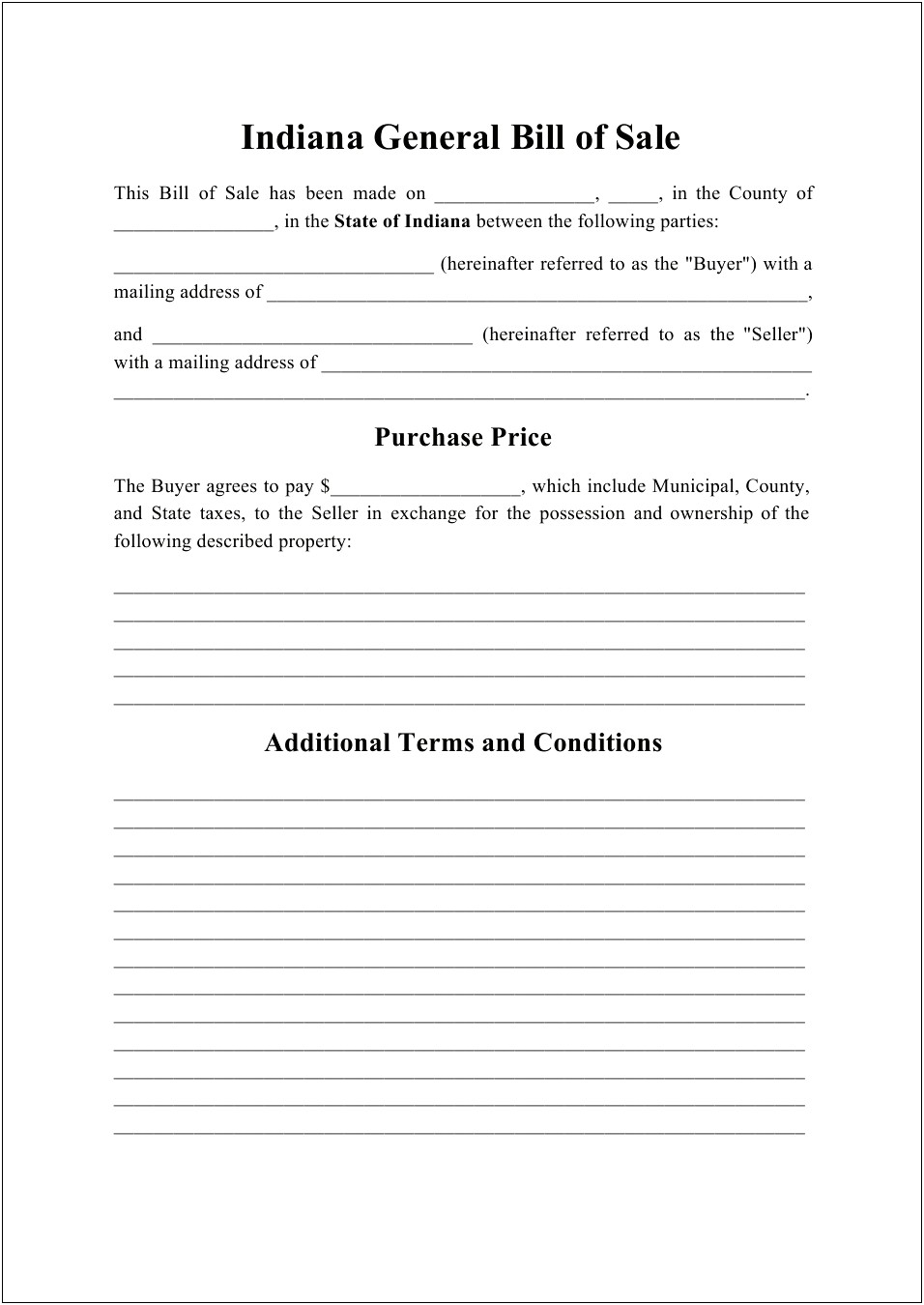 Bill Of Sale Template Word Download
