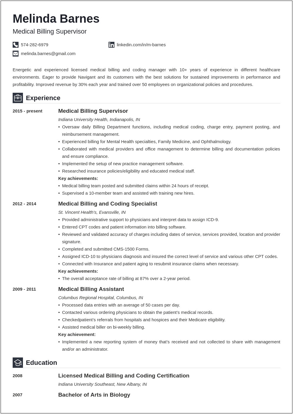 Billing Representative Job Description For Resume