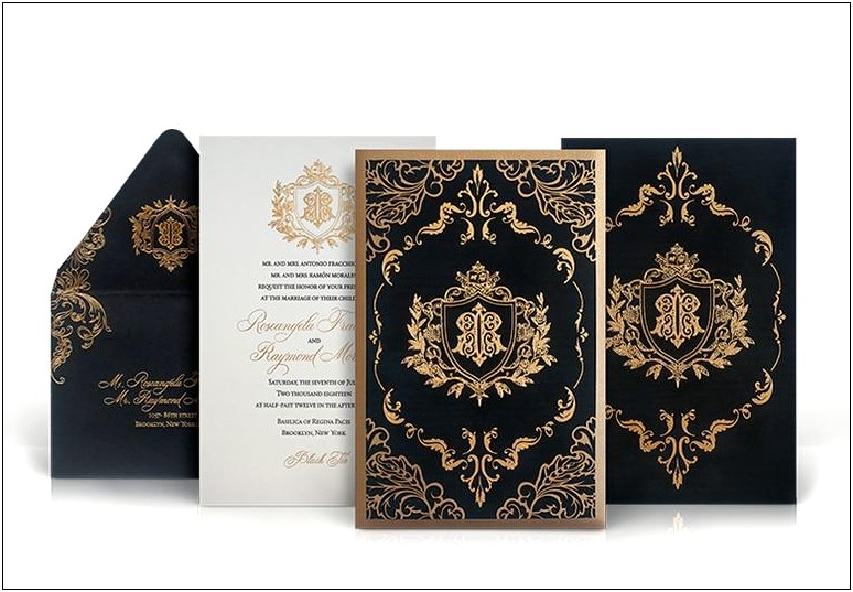 Black And Gold Wedding Invitations Laser Cut Kit