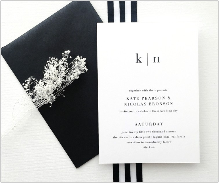 Black And White Minimalist Wedding Invitation