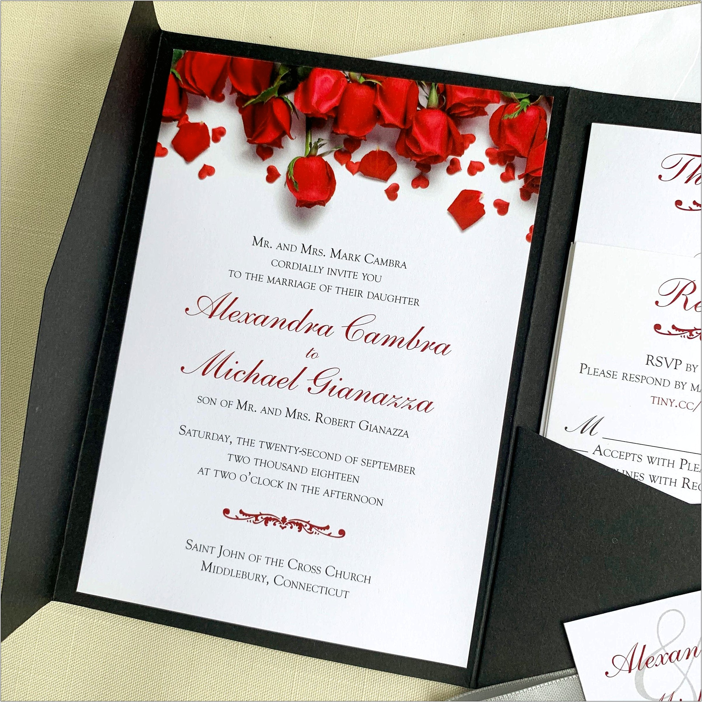 Black And White With Red Wedding Invitation