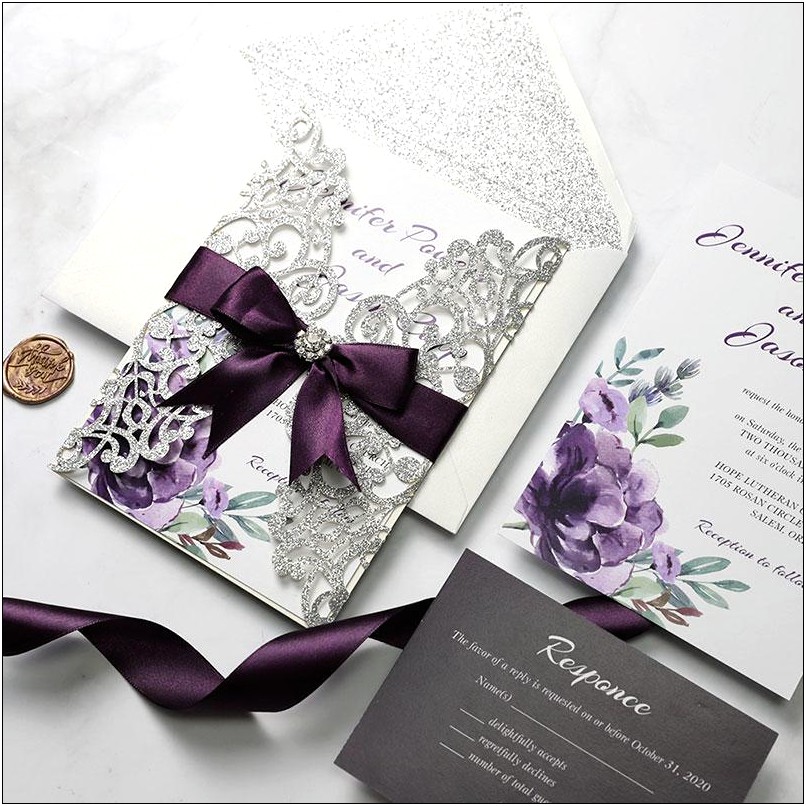 Black Lavender And Silver Wedding Invitations