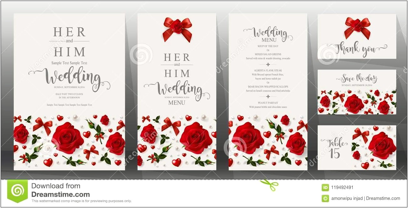 Black Wedding Invite With Red Roses