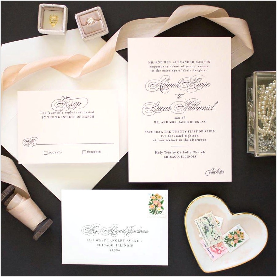 Black Wedding Invite With Silver Ink
