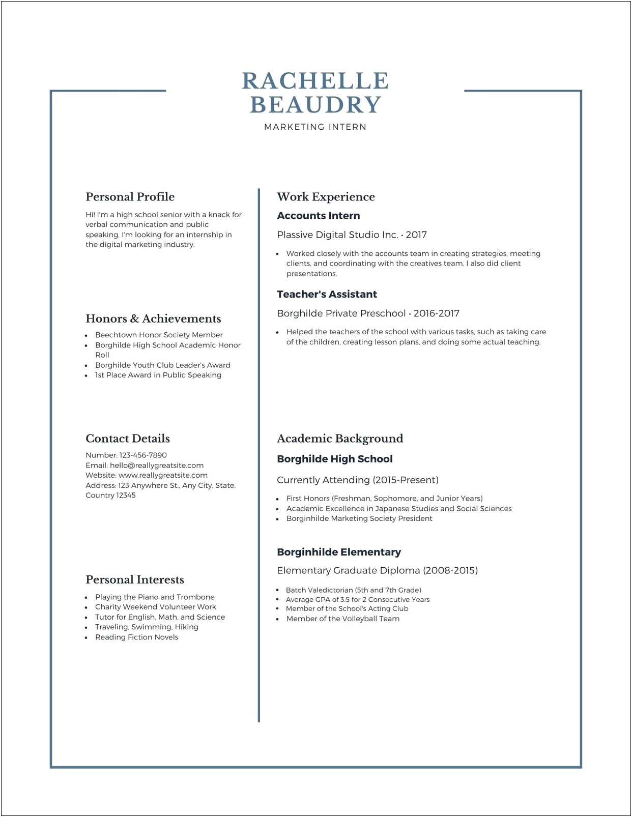 Blank Fillable Resume High School Student