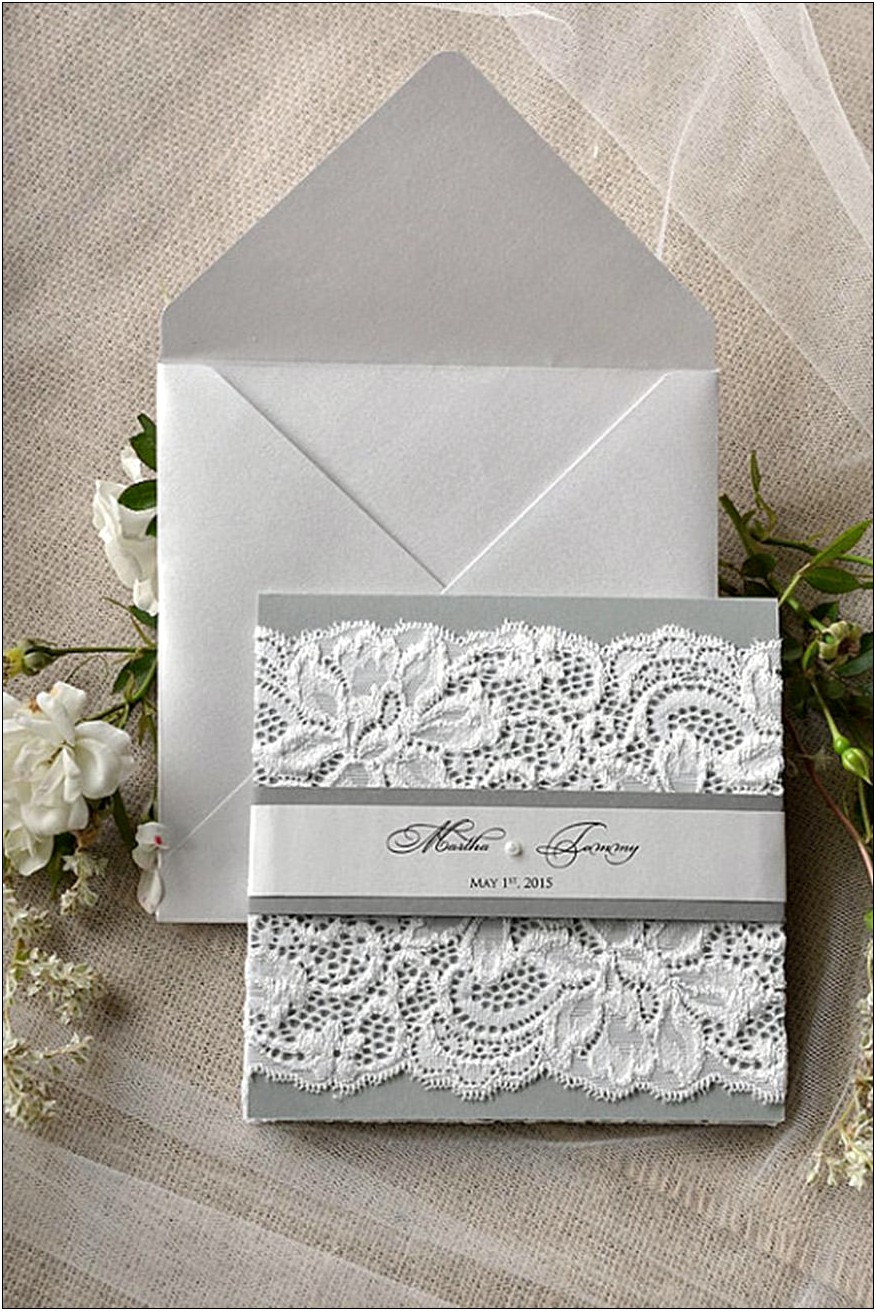 Blank Floral Wedding Invitation Card Gray