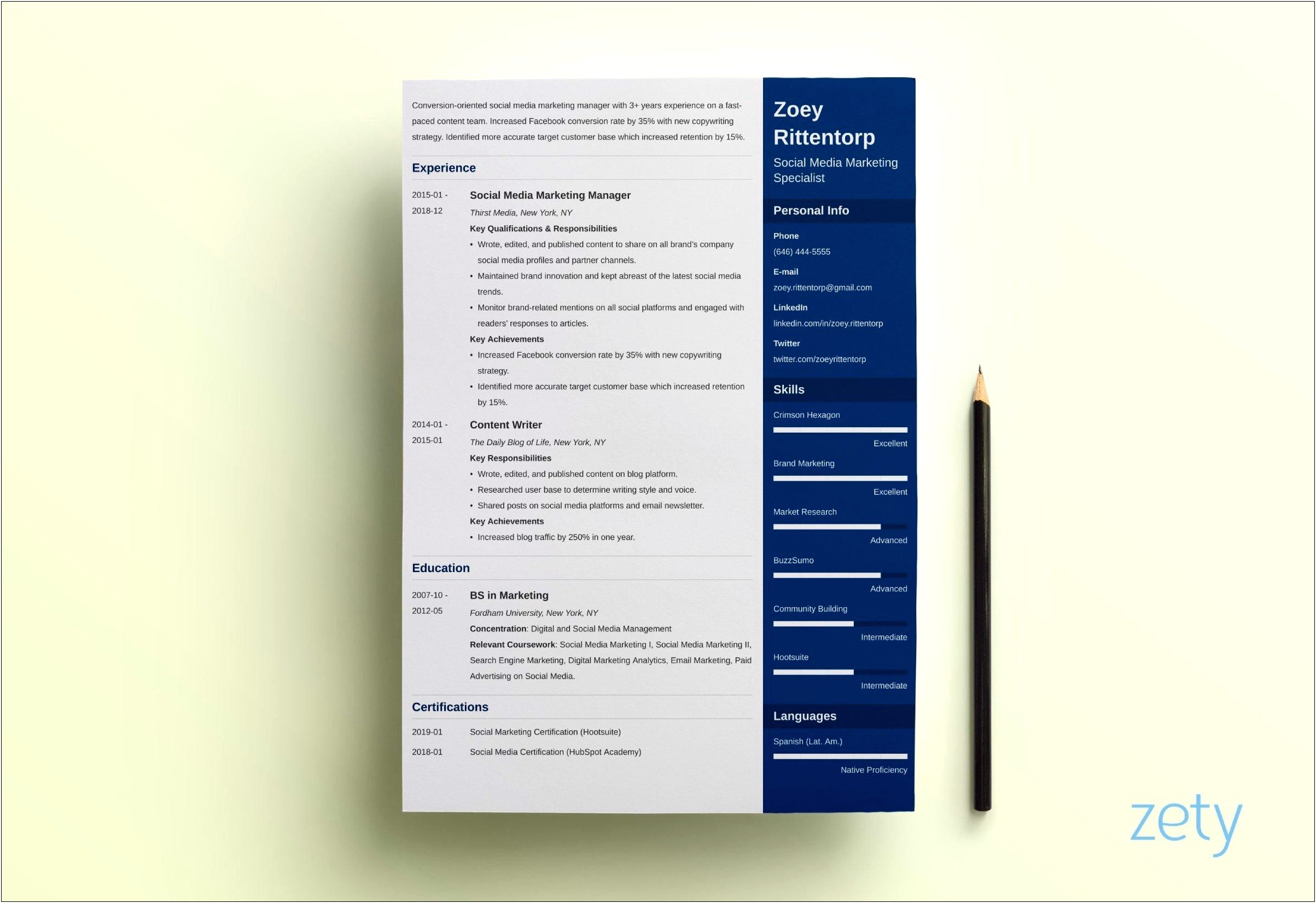 Blank One Page Resume Template Free Download