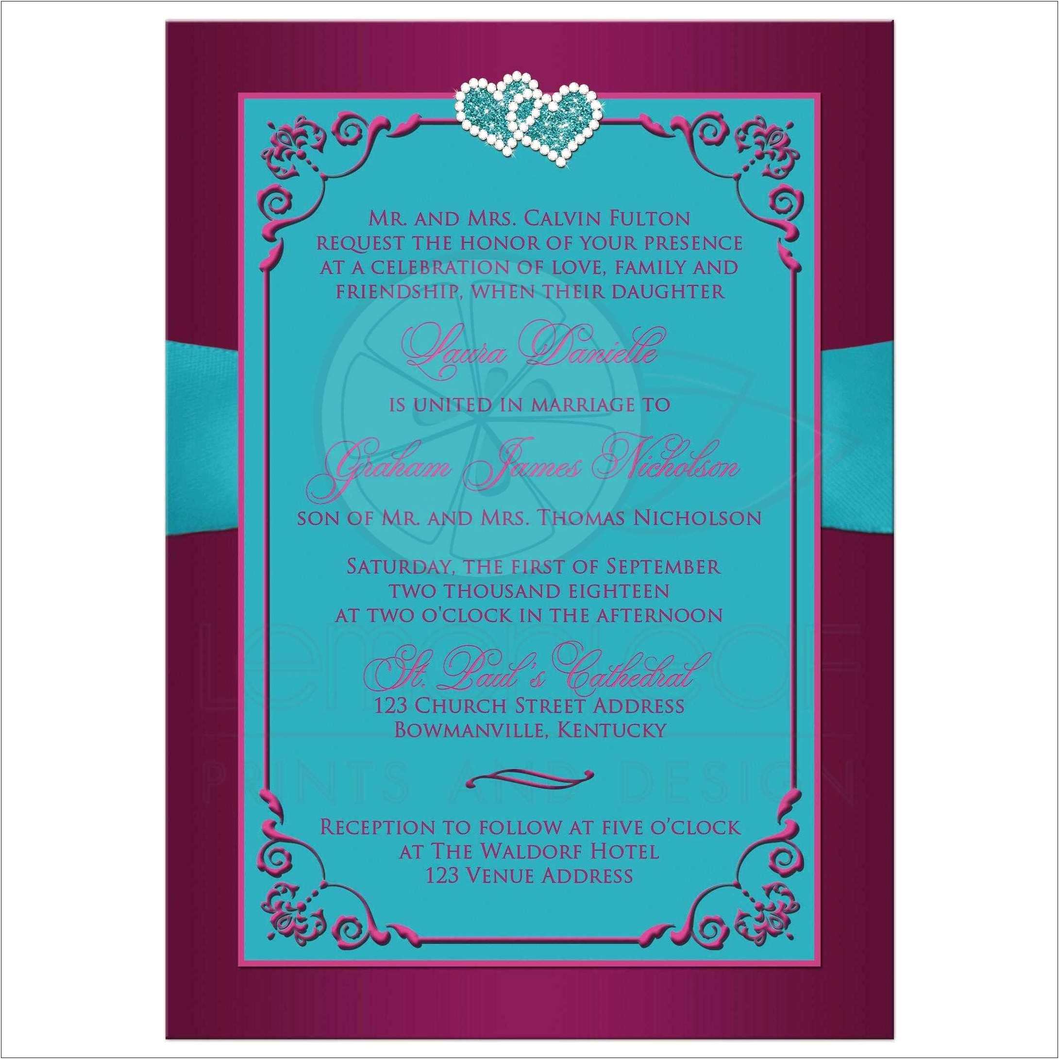 Blank Purple And Blue Wedding Invitations