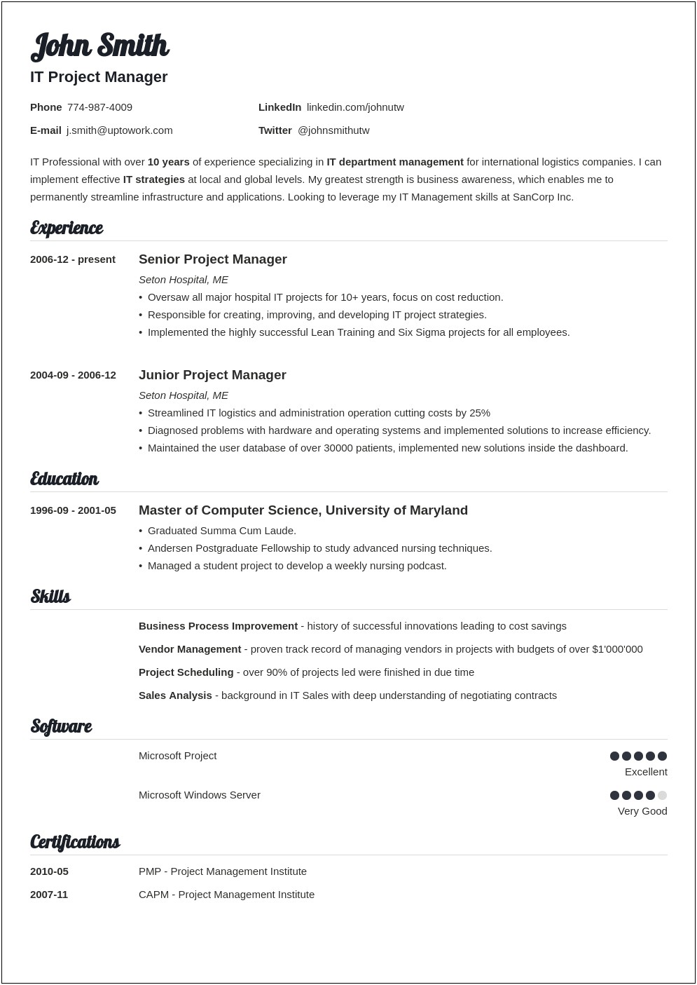 Blank Resume Format For Job Interview