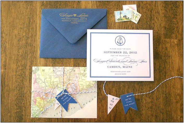 Blue And White Striped Wedding Invitations