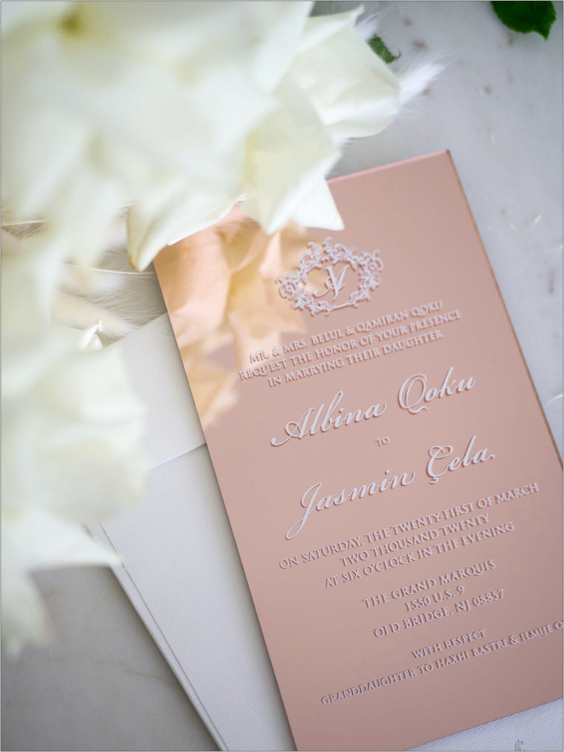 Blush With Charcoal Ink Wedding Invitations