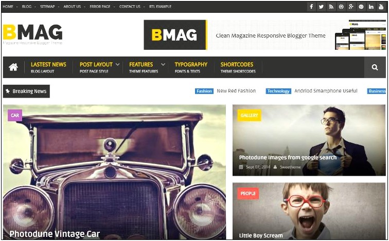 Bmag Magazine Responsive Blogger Template Download Premium