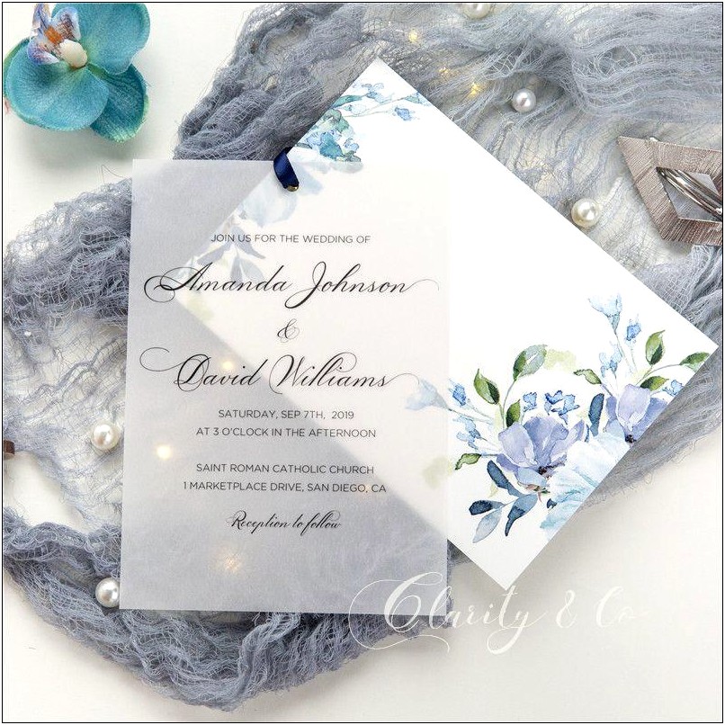 Botanical Navy Blue Wedding Invitations Laser Cut Swws031