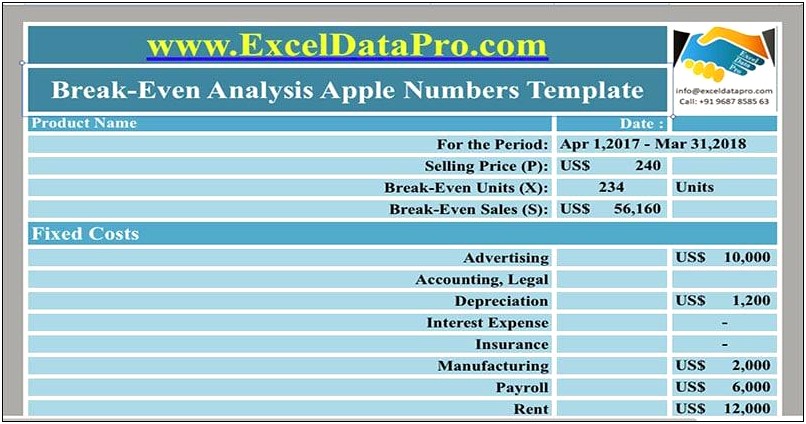 Break Even Analysis Template Excel Download
