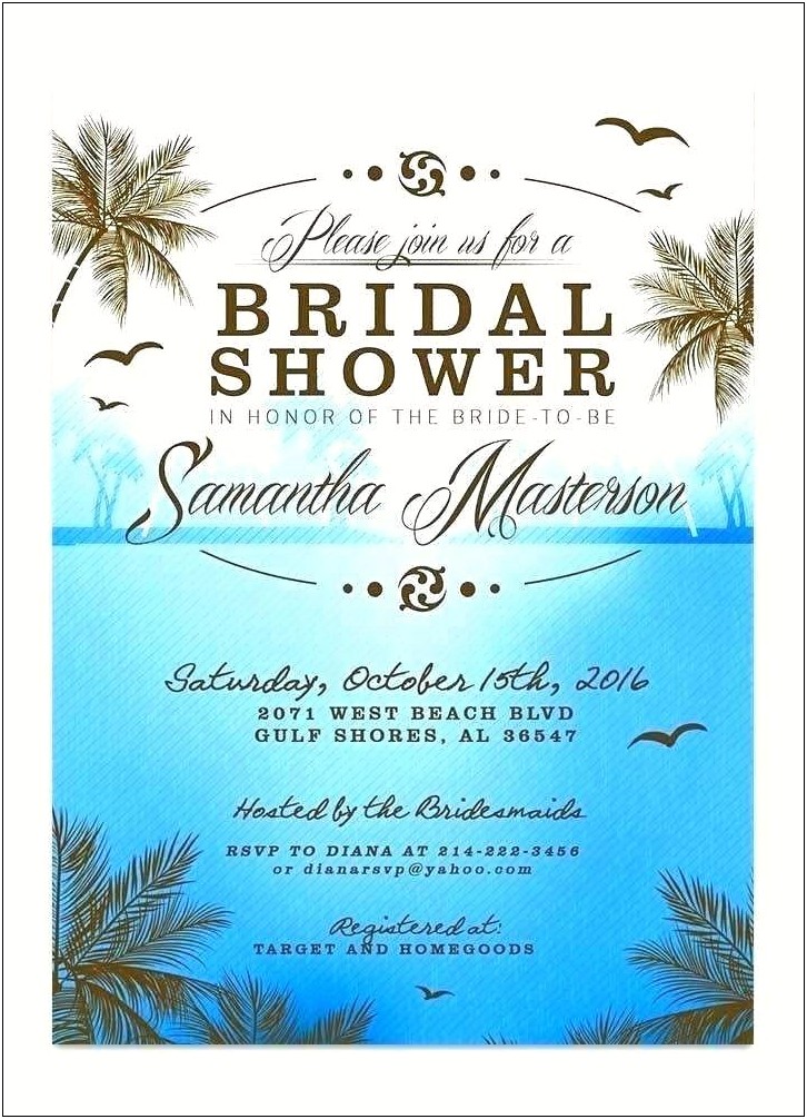 Bridal Shower Wording Invite Destination Wedding