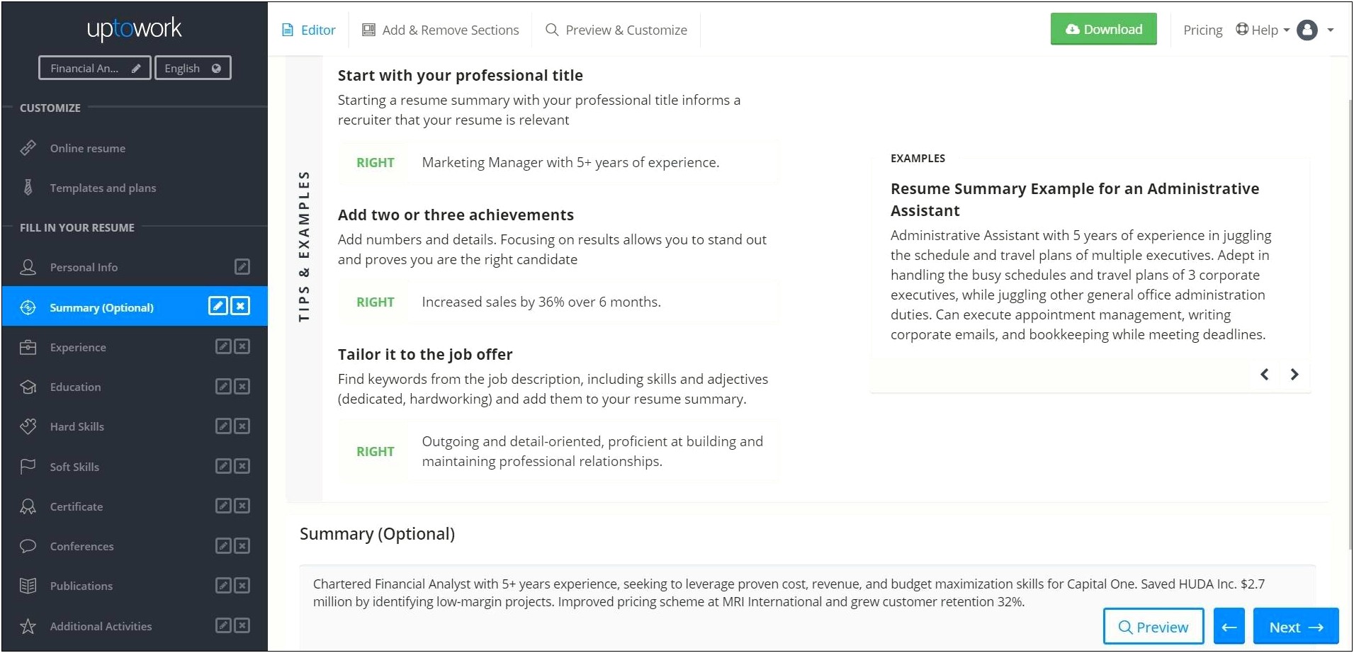 Brief Summary Of Your Background Resume Examples