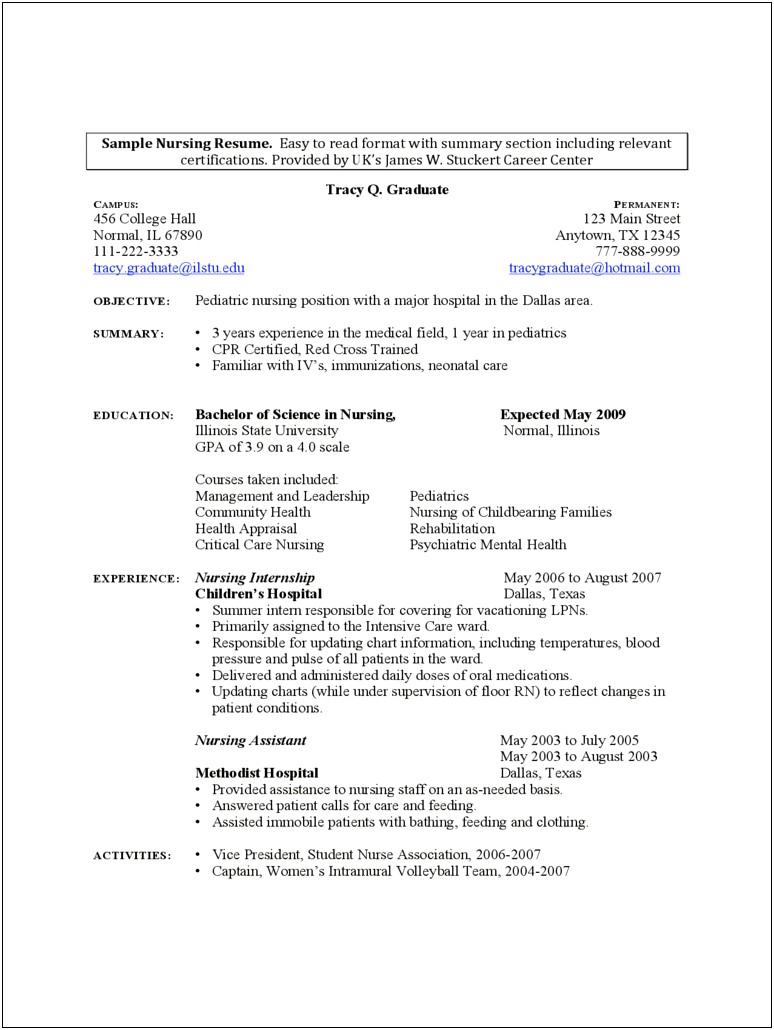 Bsc Nursing Resume Format For Freshers Word