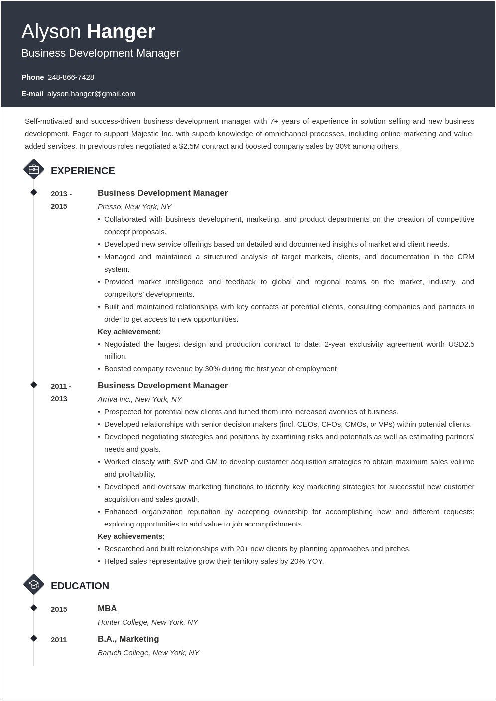 Business Development Consultant Job Description For Resume