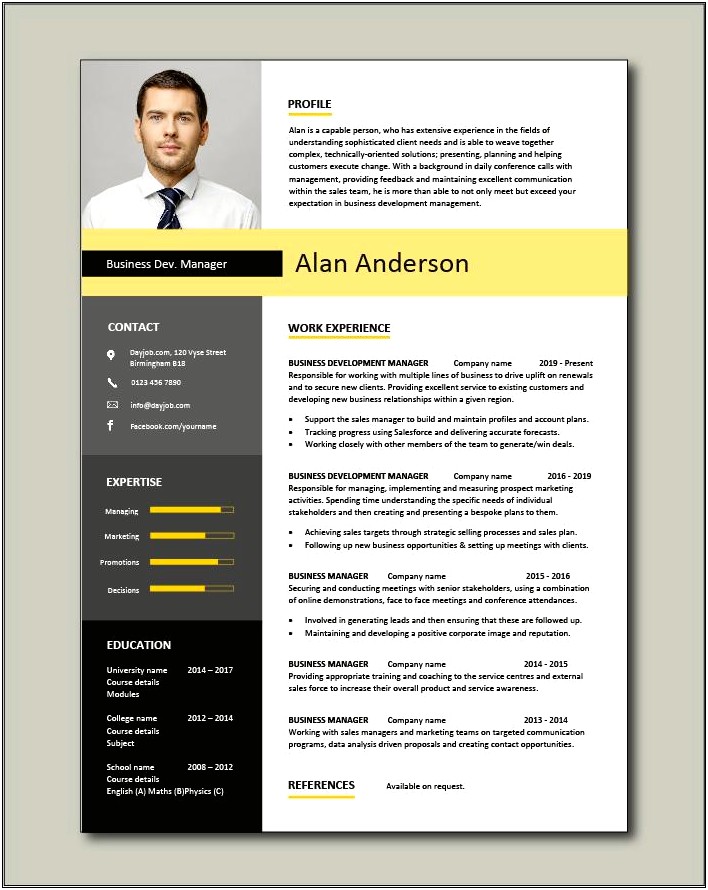 Business Development Executive Resume Cover Letter