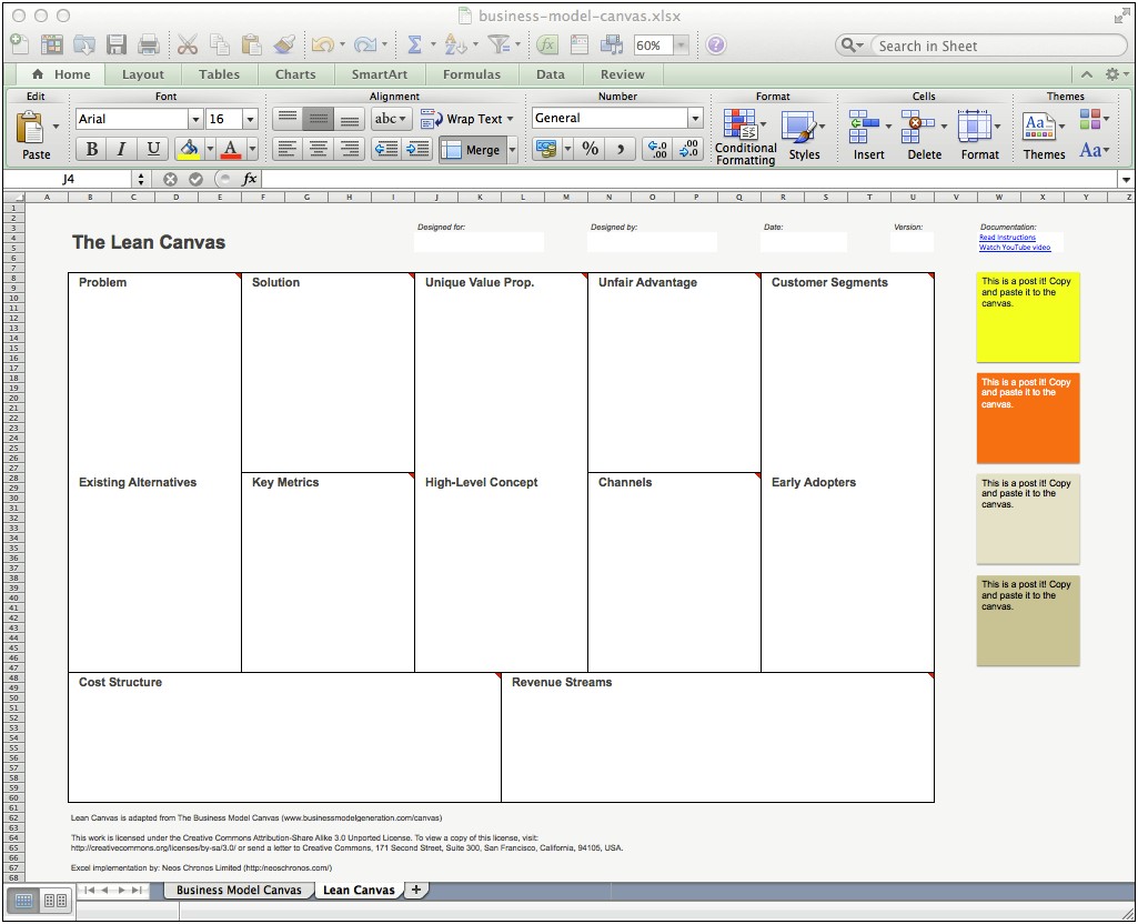 Business Model Canvas Excel Template Download