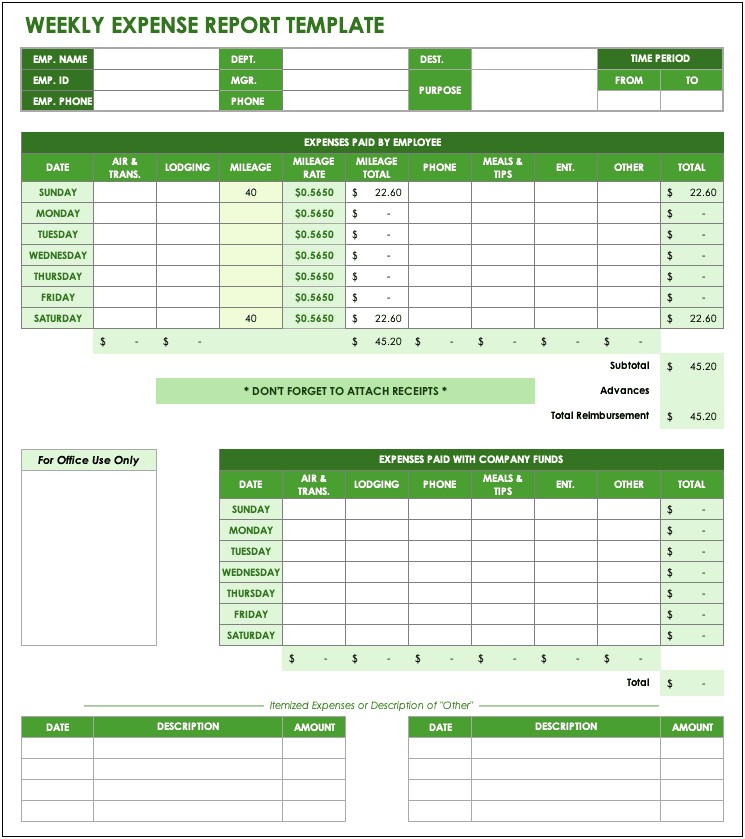 Business Templates Expense Report To Download