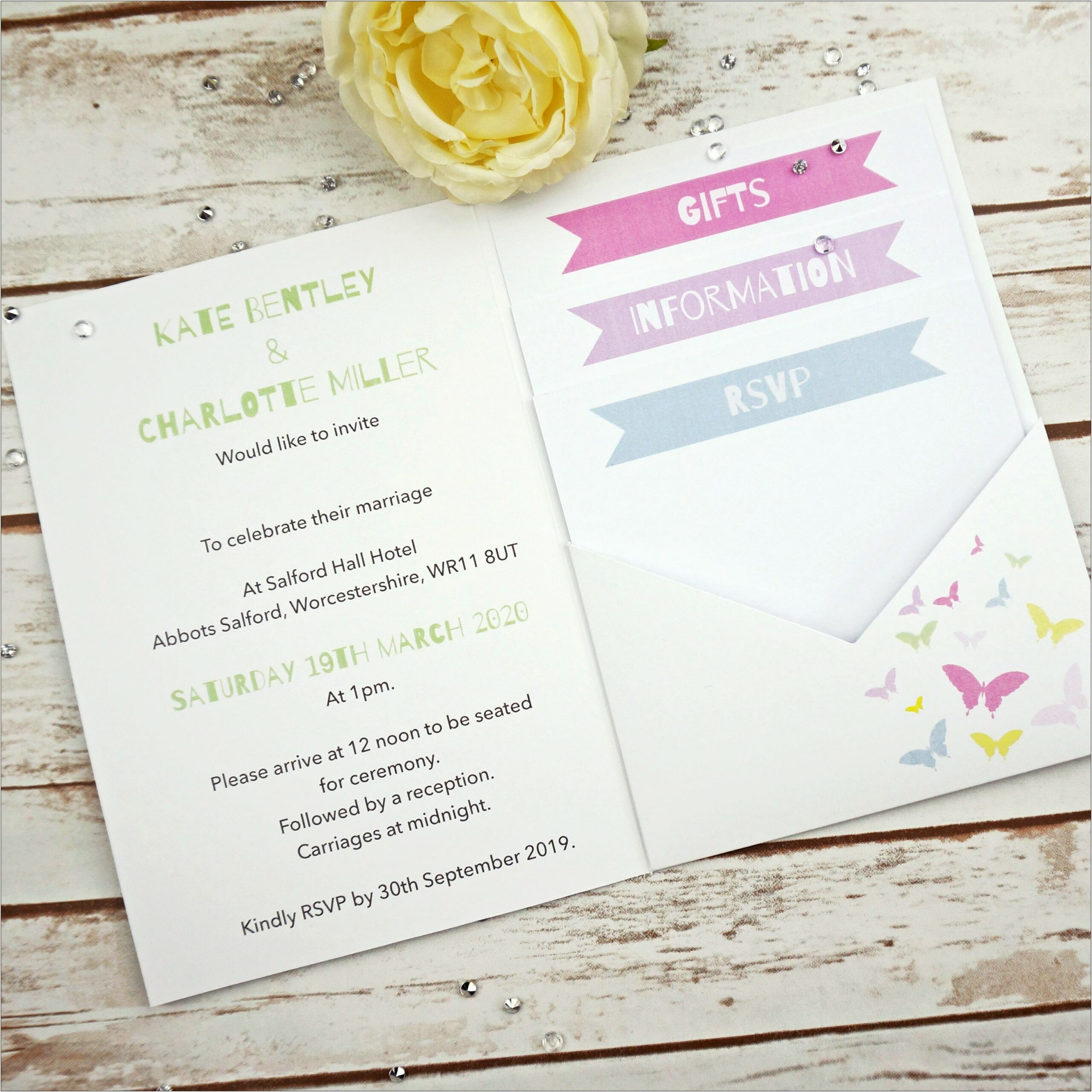 Butterfly Purple And Teal Wedding Invitations