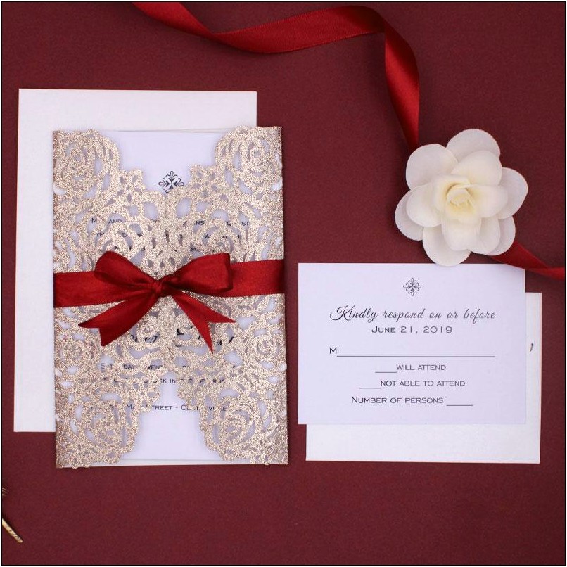 C Heap Red And Gold Wedding Invitations