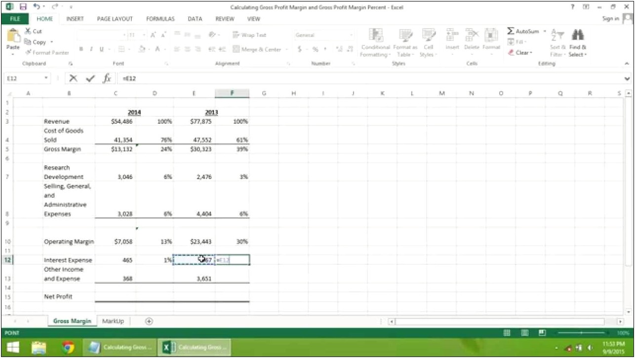 Calculate Profit Margin Excel Template Download