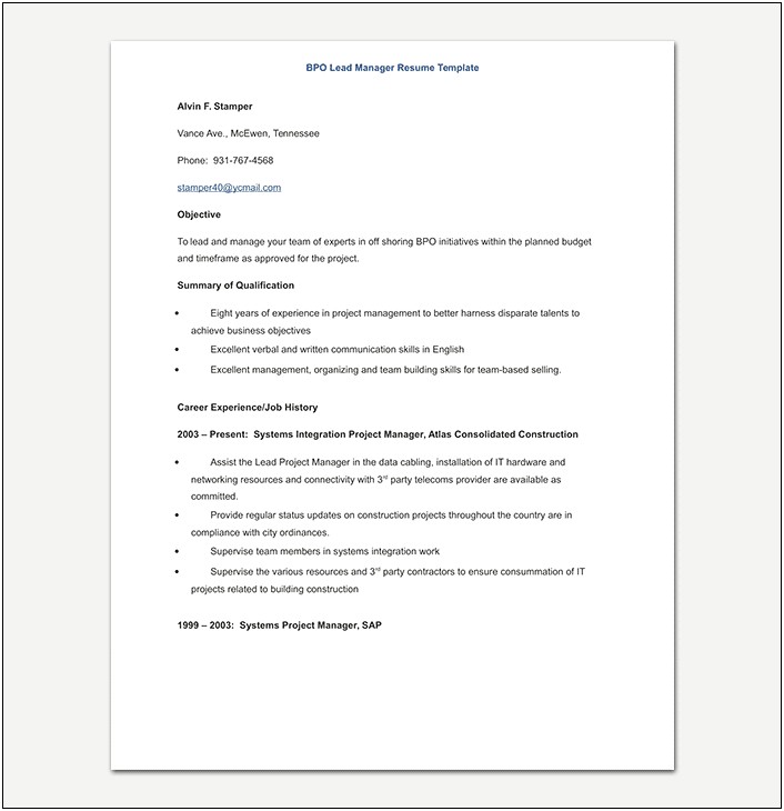 Call Center Operations Manager Resume Objective