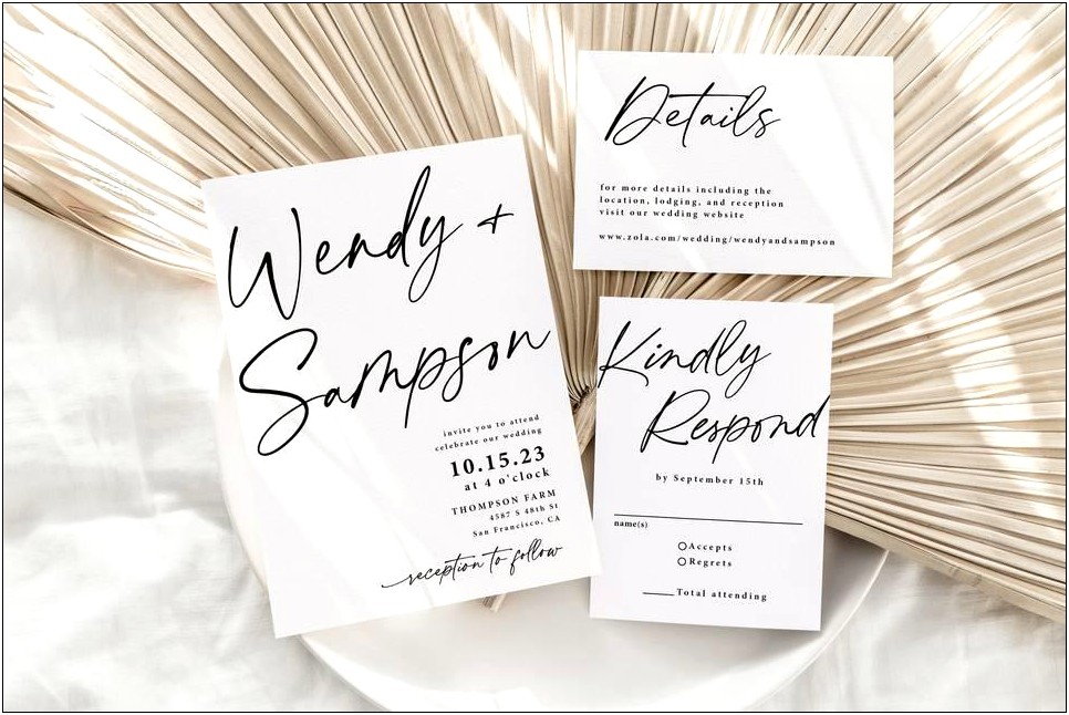 Calligraphy Wedding Invitation With Couples Name In Center