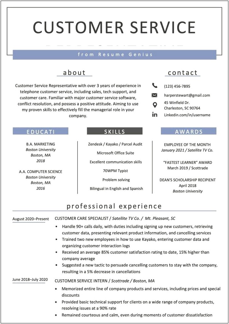 Campus Tour Guide Resume Transferable Skills