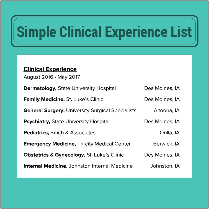 Can I Put My Clinical Rotations In Resume