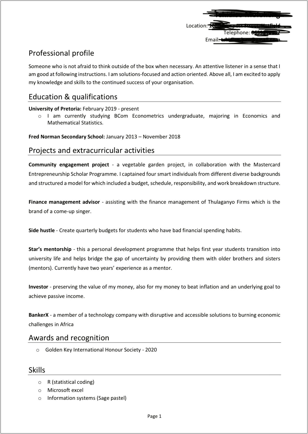 Can Work With People With Diverese Background Resume