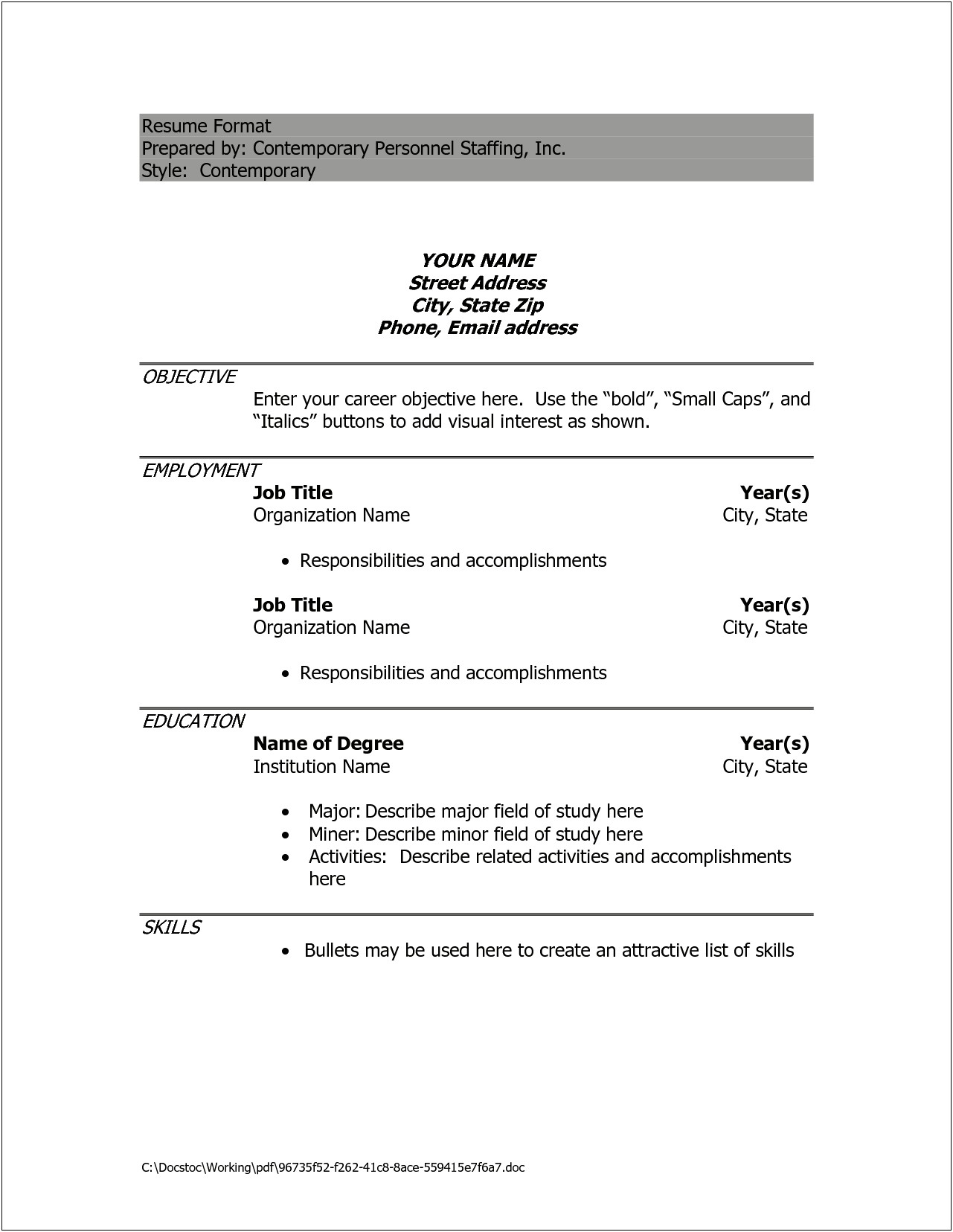 Can You Submit Job Resume As Word Doc