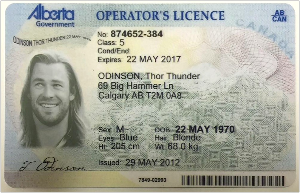 Canada Alberta Driver License Template Download