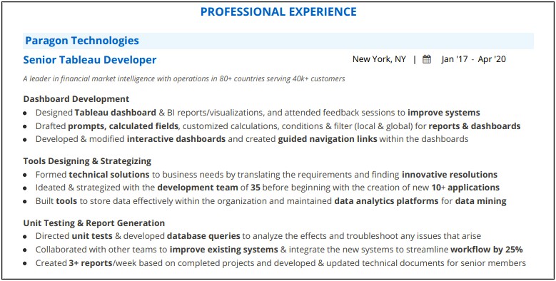Capital One Data Analyst With Tableau Sample Resume