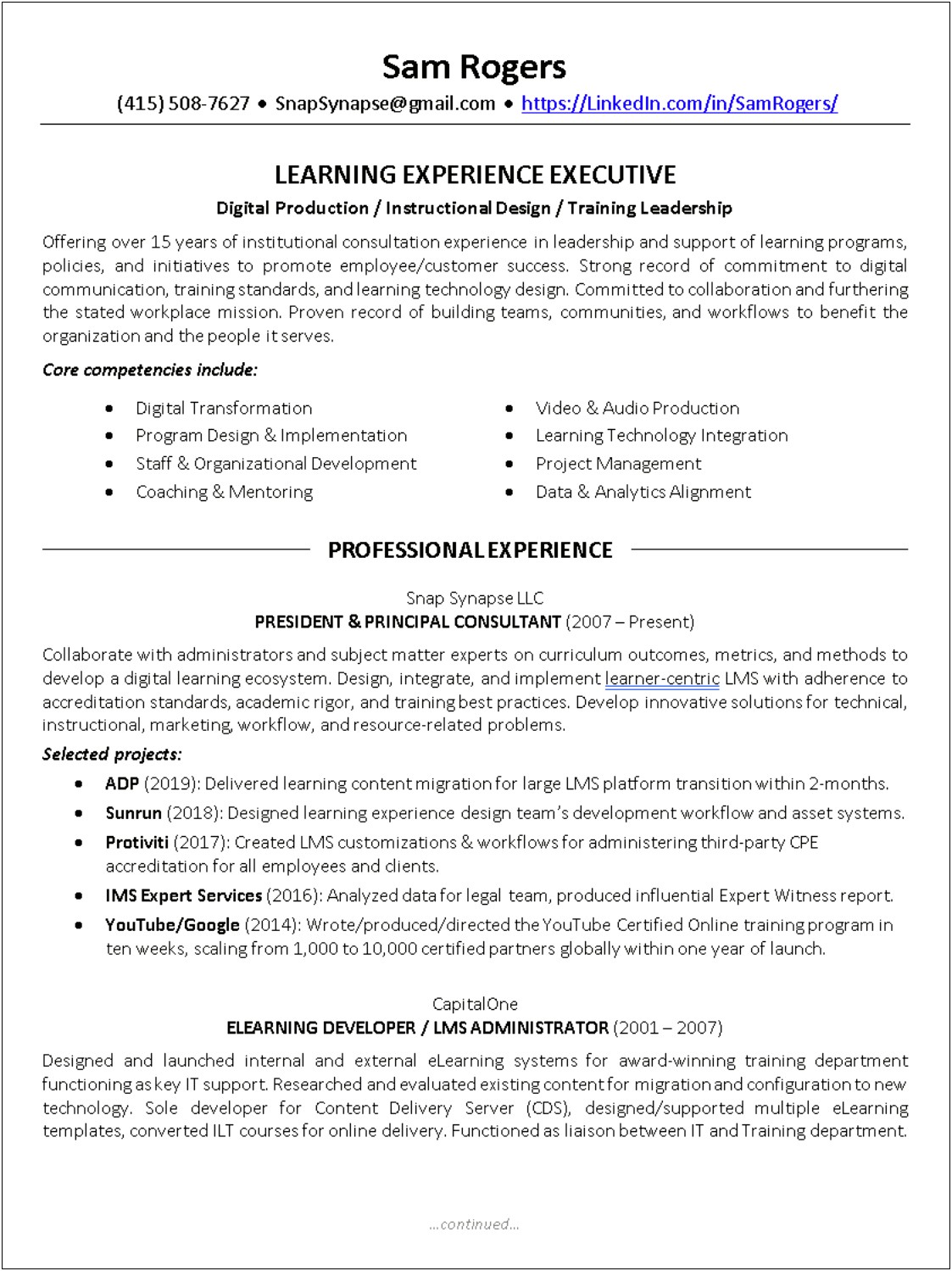 Capital One Production Support Experience Resume