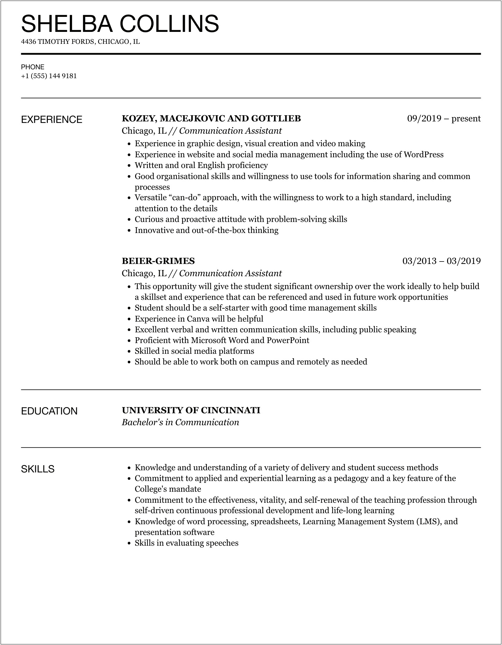 Caption Call Comunication Assistant Job Description Resume