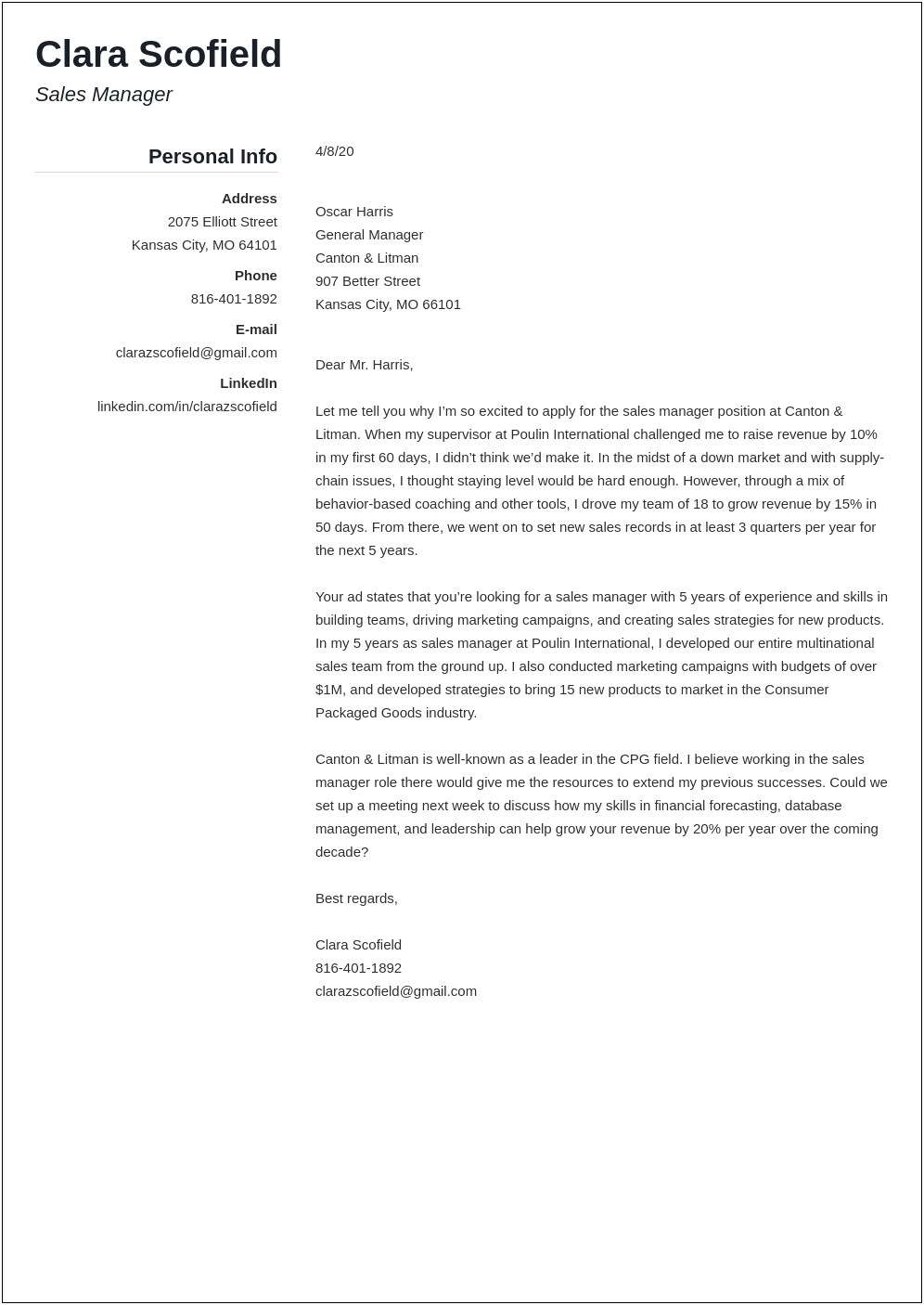 Car Sales Manager Resume Cover Letter
