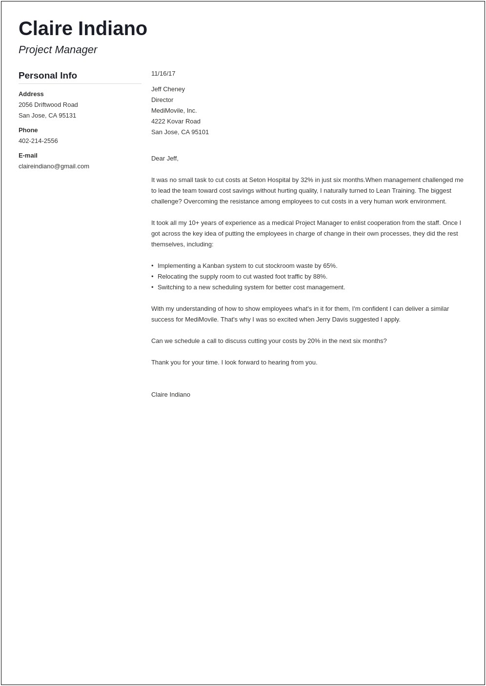 Career Change Resume Cover Letter Sample
