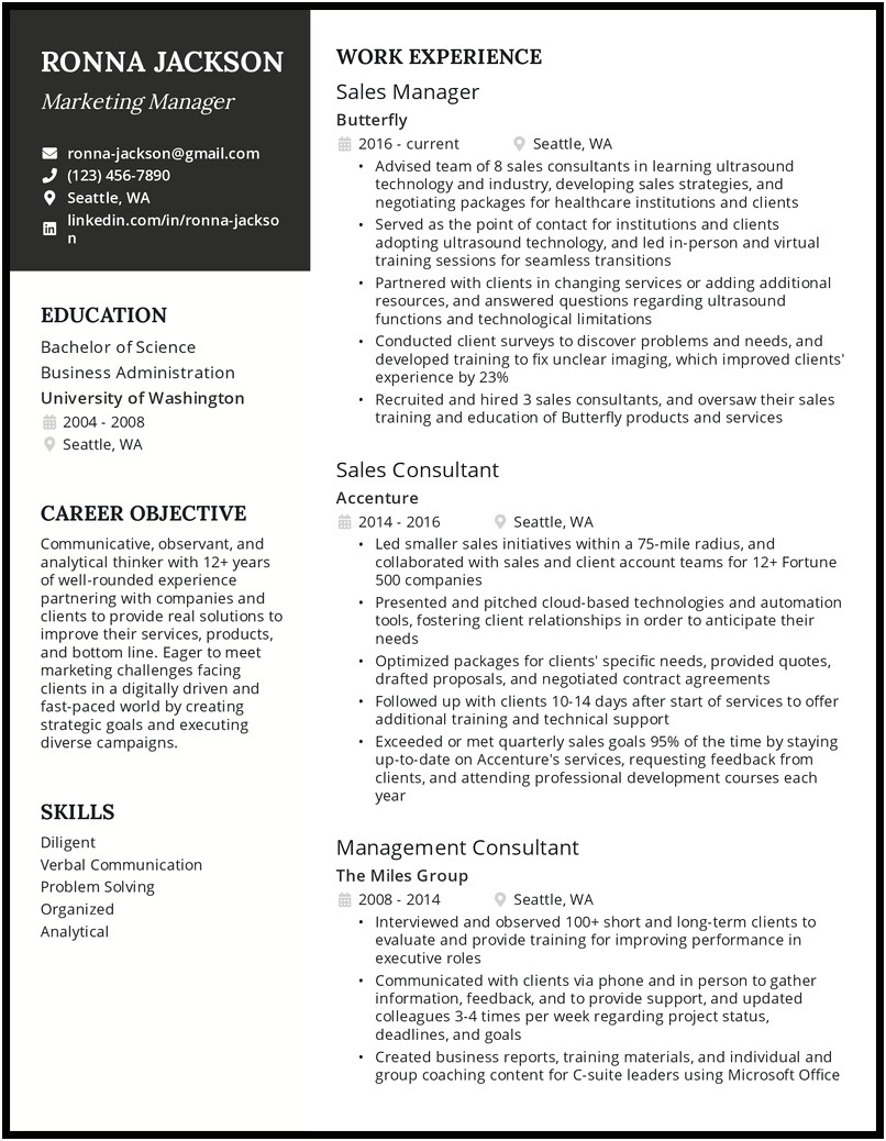 Career Change Resume Profile Statement Examples