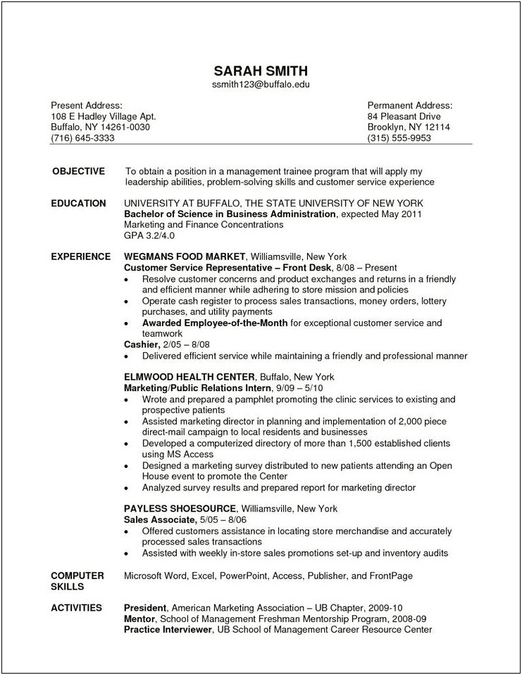 Career Objective Examples For Retail Resume
