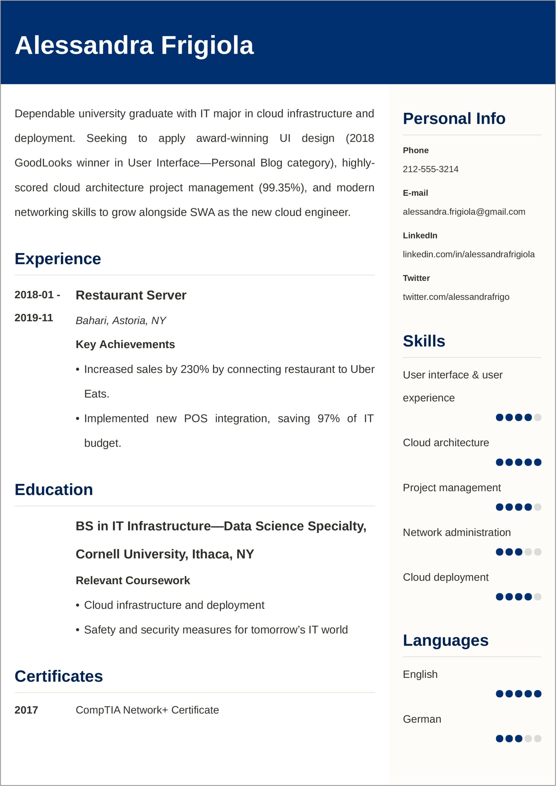 Career Objective Examples On A Resume