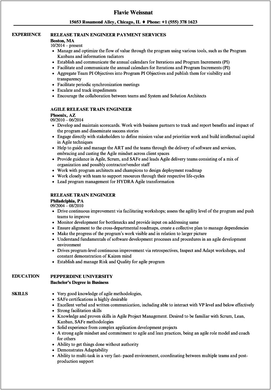 Career Objective For A Train Conductor Resume