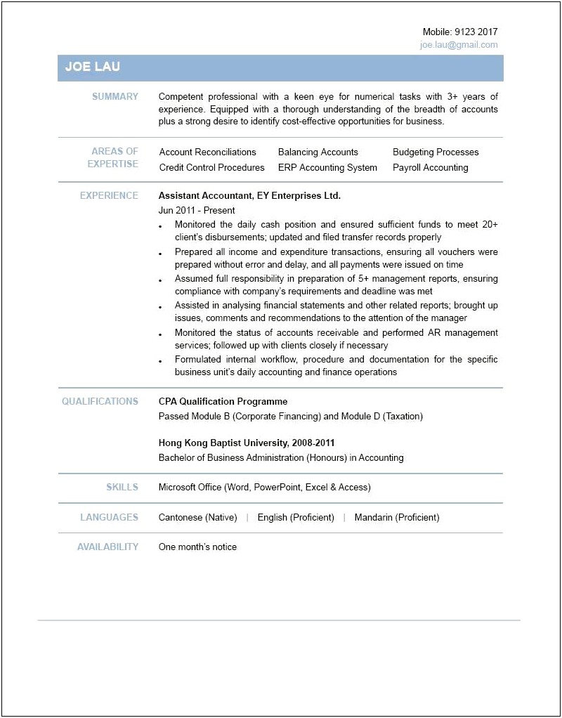 Career Objective For Ca Articleship Resume