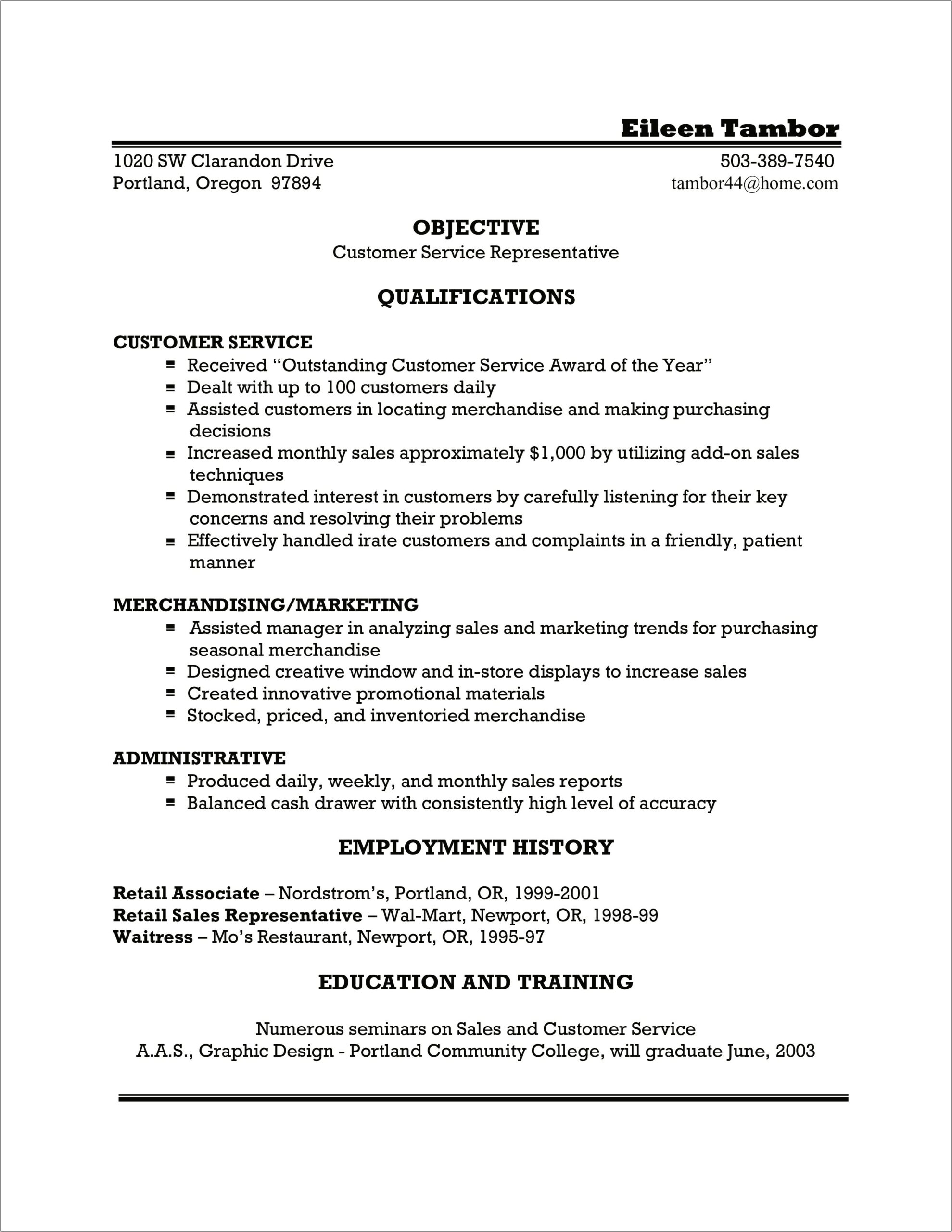 Career Objective For Call Center Resume