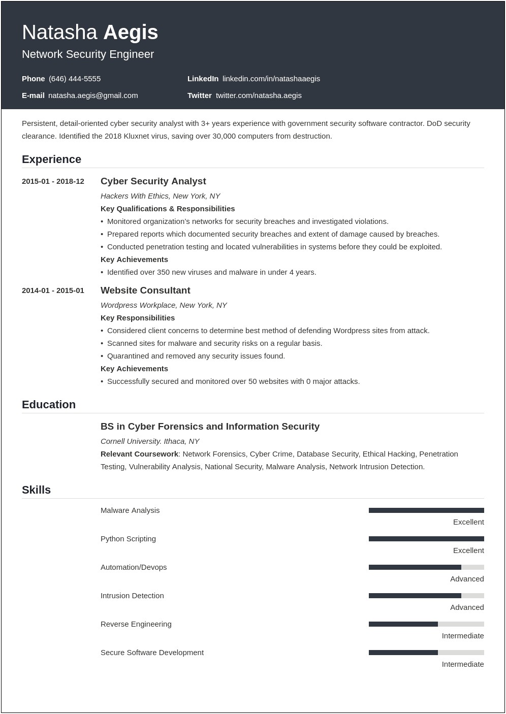 Career Objective For Information Security Resume