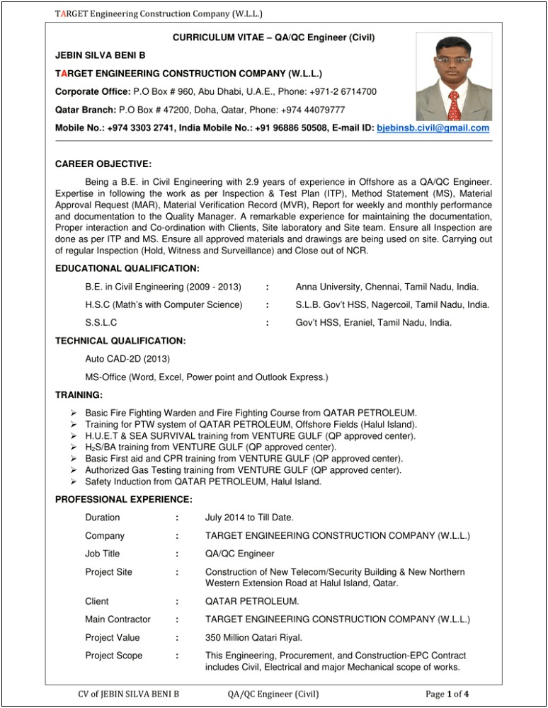 Career Objective For Structural Engineer Resume